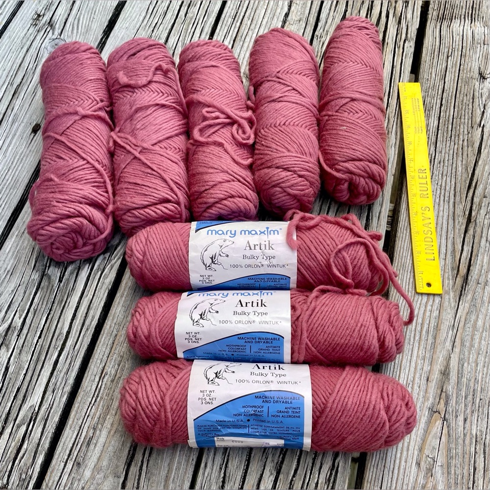 Vintage 8 Skeins Mary Maxim Dusty Mauve Artie Bulky Weight Orlon Wintuk Yarn